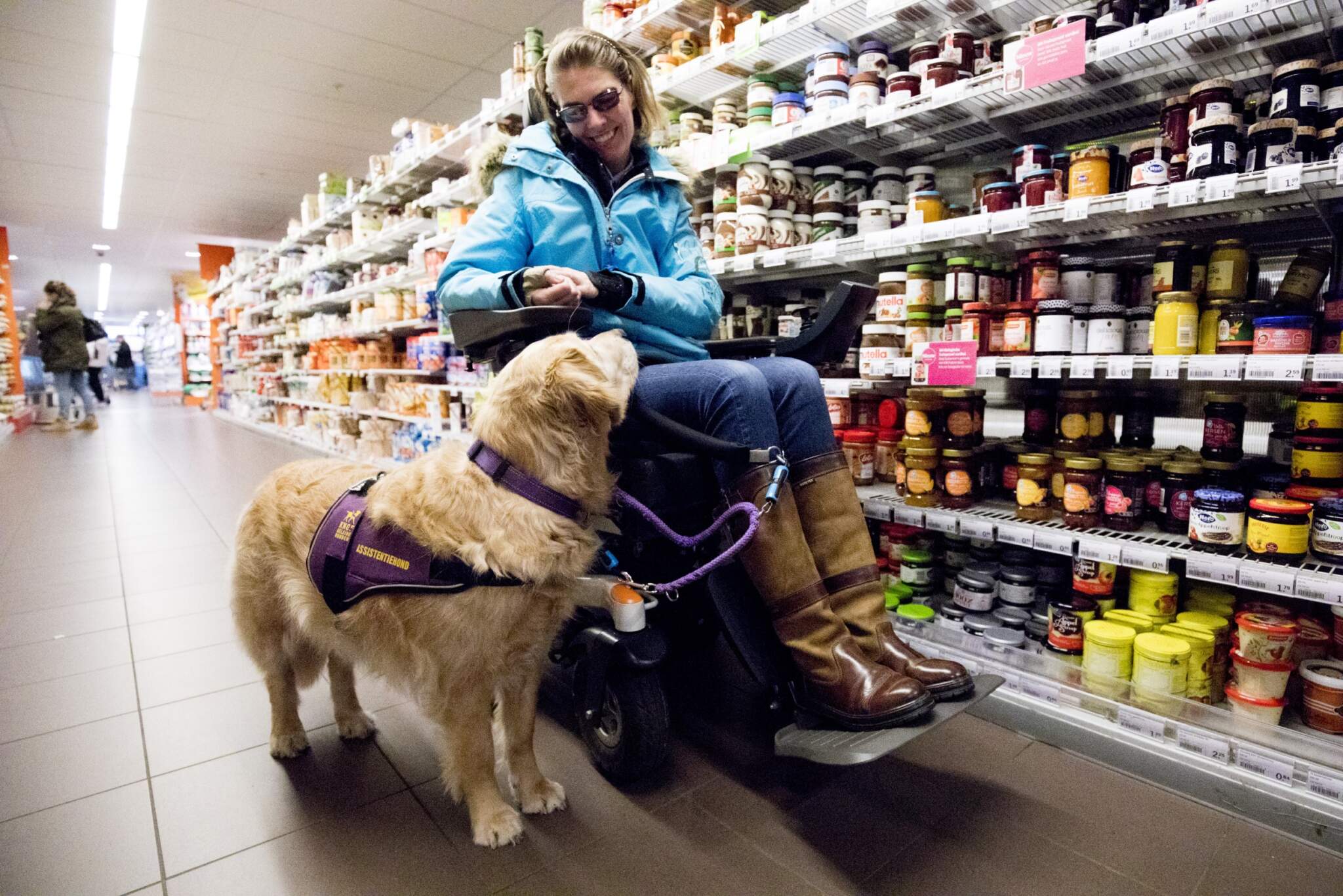 Assistentiehond in supermarkt